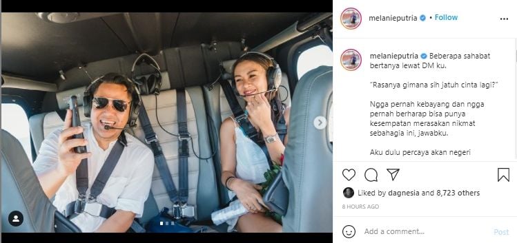 Melanie Putria dilamar pacar di helikopter (instagram.com)