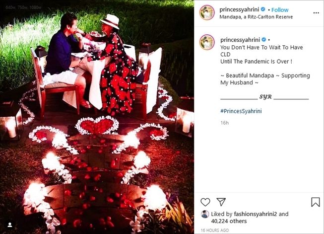 Syahrini dinner romantis bareng suami, Reino Barack. (Instagram/@Princessyahrini)