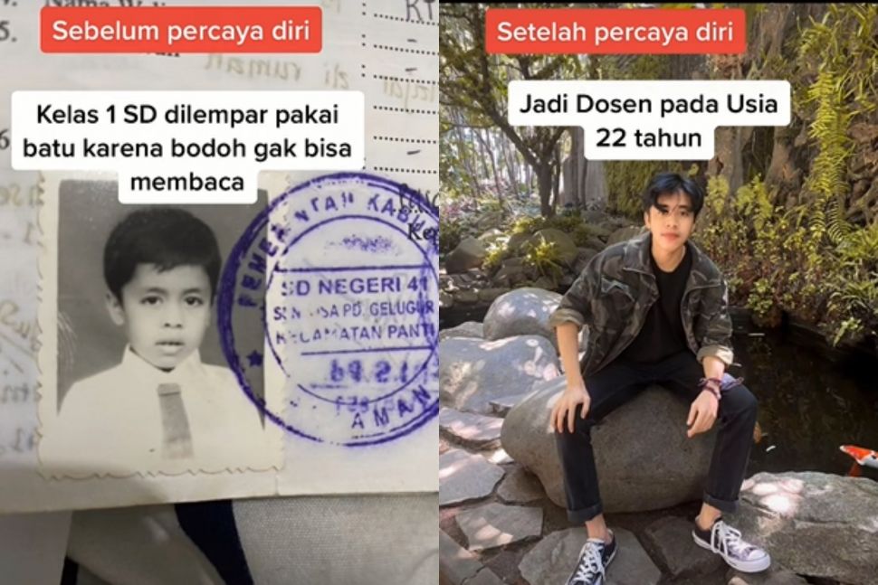 Pemuda dibully saat SD-SMP, kini jadi dosen muda. (Tiktok/@alano_1010)