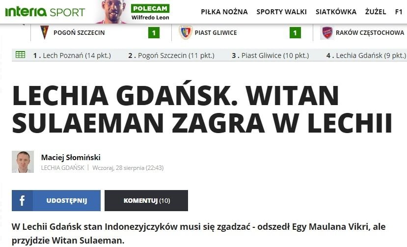 Witan Sulaeman diincar Lechia Gdansk. (Interia Sport)