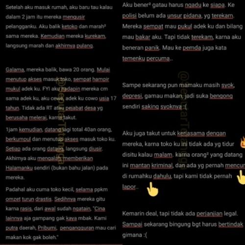 Viral Cewek Curhat Pilu Ormas Berbuat Rasis sampai Ancam Bakar Dirinya. (Twitter/@SeputarTetangga)