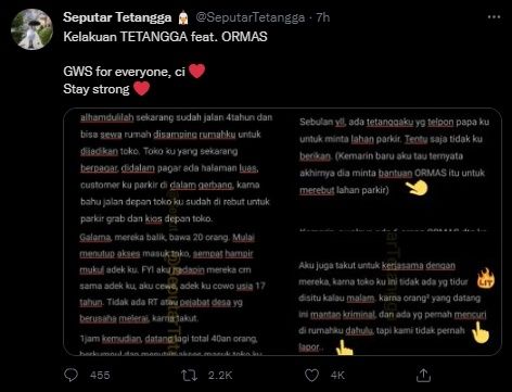 Viral Cewek Curhat Pilu Ormas Berbuat Rasis sampai Ancam Bakar Dirinya. (Twitter/@SeputarTetangga)