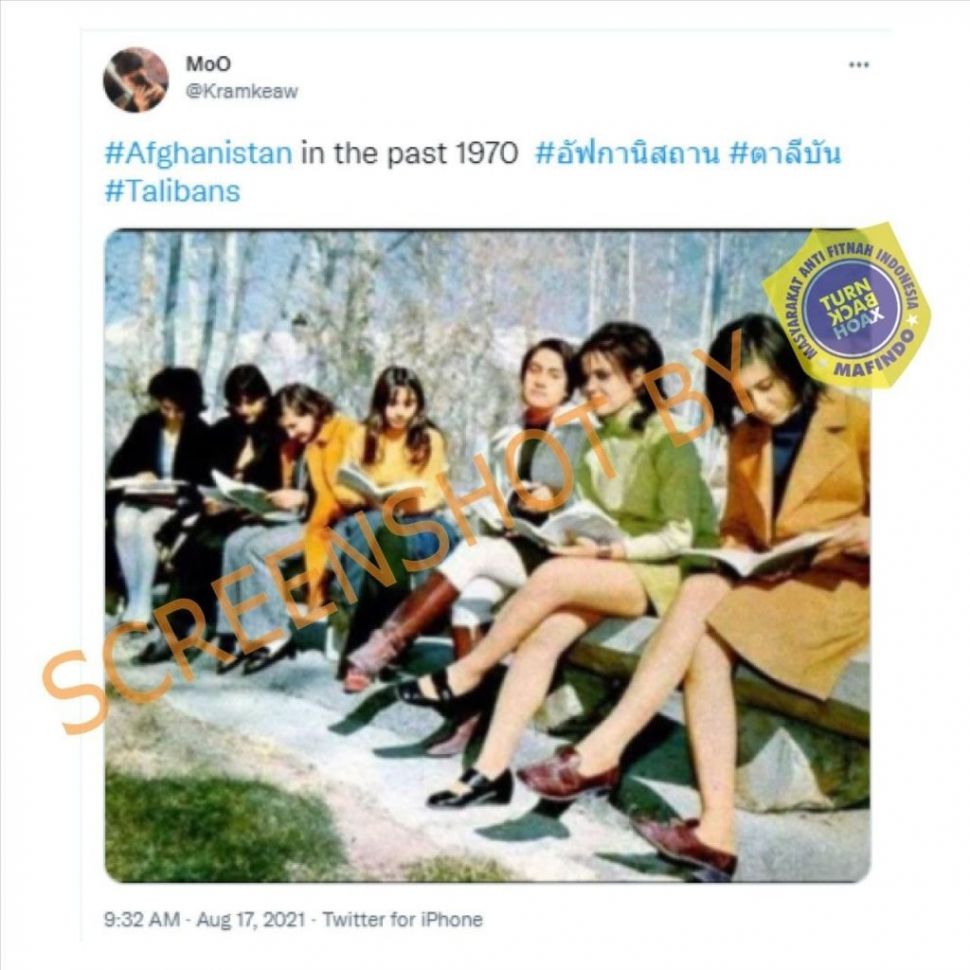 CEK FAKTA Foto Perempuan Afghanistan Berpakaian Modern di Tahun 1970. (Turnbackhoax.id)