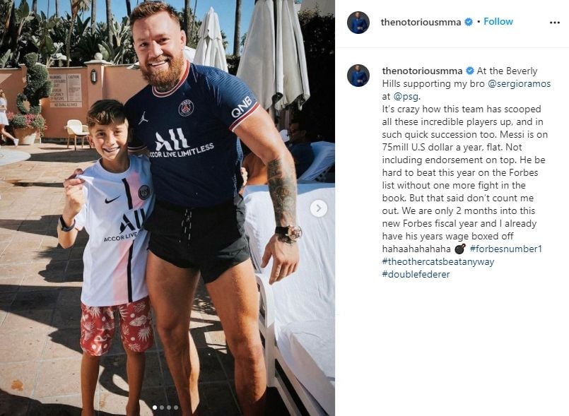 Conor McGregor dukung PSG karena Sergio Ramos. (Instagram/thenotoriousmma)