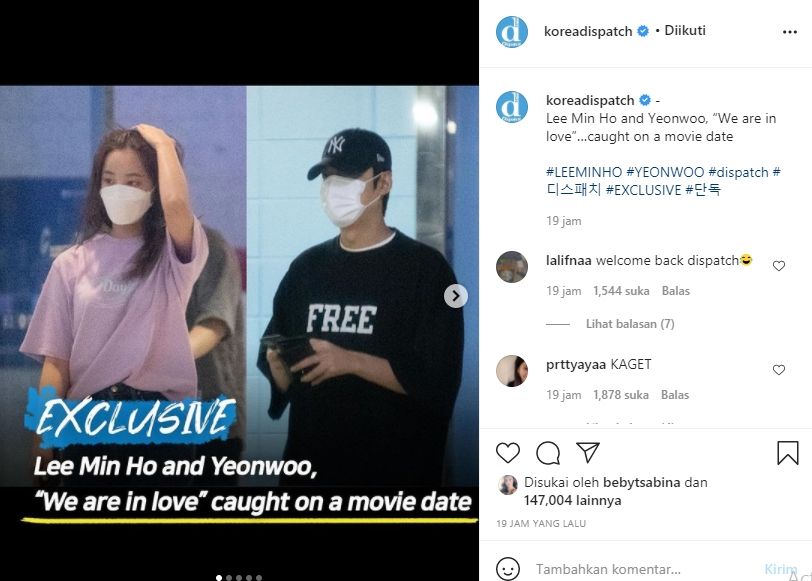 Lee Min Ho dikabarkan pacaran dengan Yeonwoo eks Momoland [Instagram/@koreadispatch]