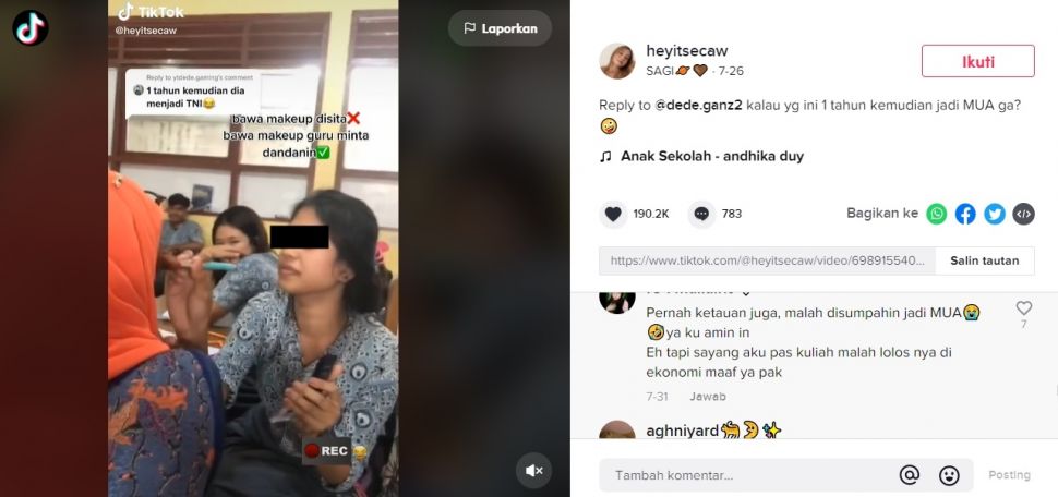 Viral Aksi Tak Terduga Guru Pergoki Siswa Bawa Make Up. (TikTok/@heyitsecaw)