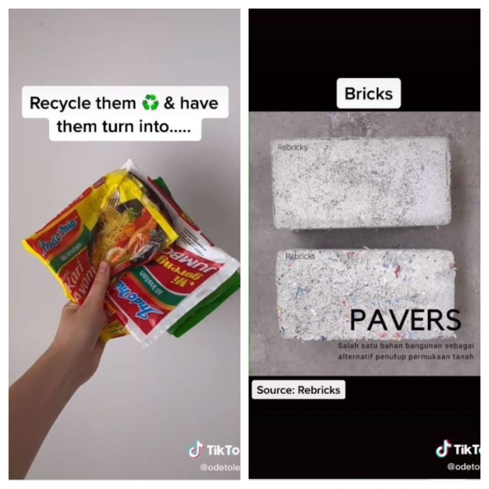Daur ulang plastik kemasan (TiikTok @odetoless)
