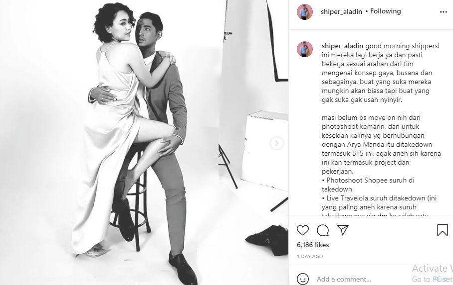 Amanda Manopo dan Arya Saloka saat menjalani sesi pemotretan [Instagram/@shiper_aladin]