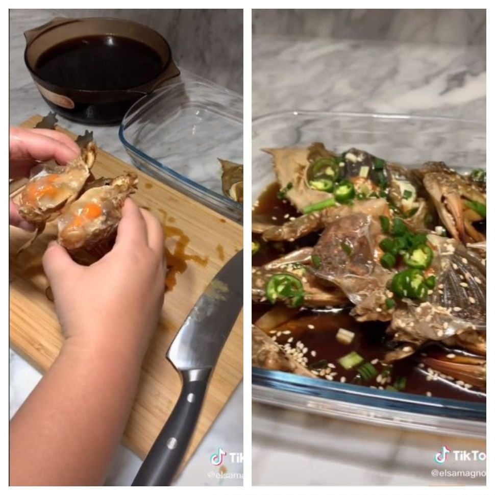 Gonjang gejang, kepiting mentah ala Korea (TikTok @elsamagnolia)