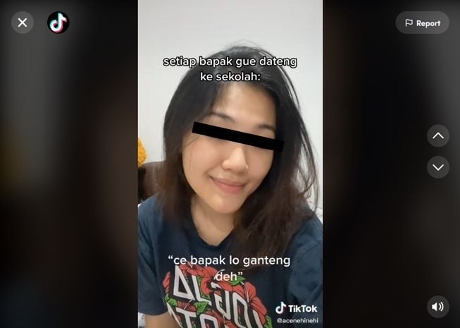 Viral gadis ini sebut ayahnya jadi idola siswi di sekolah. (TikTok/@acenehinehi)