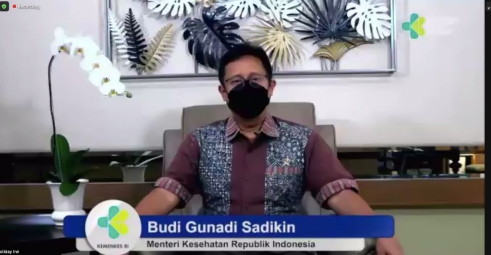 Menkes Budi Gunadi Sadikin di acara rakernas Ikatan Apoteker Indonesia, yang digelar secara virtual.