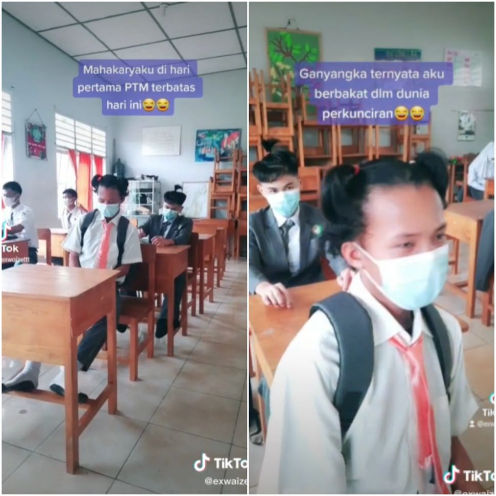 Siswa rambut gondrong dikerjai guru (tiktok)