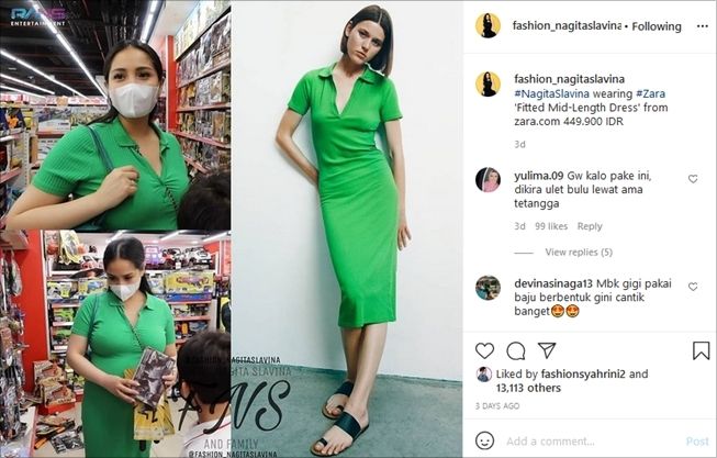 Harga baju Nagita Slavina terjangkau, modelnya disorot warganet. (Instagram/@fashion_nagitaslavina)