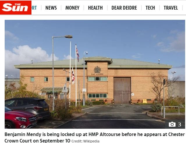 HM Prison Altcourse, tempat Mendy dipenjara karena kasus pemerkosaannya. (The Sun)