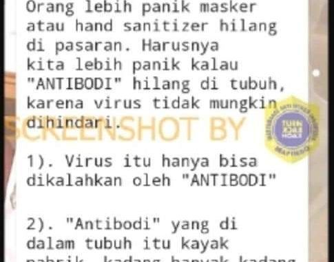 CEK FAKTA Dosen Biokimia IPB Sebut Antibodi Lebih Penting Daripada Pakai Masker. (Turnbackhoax.id)