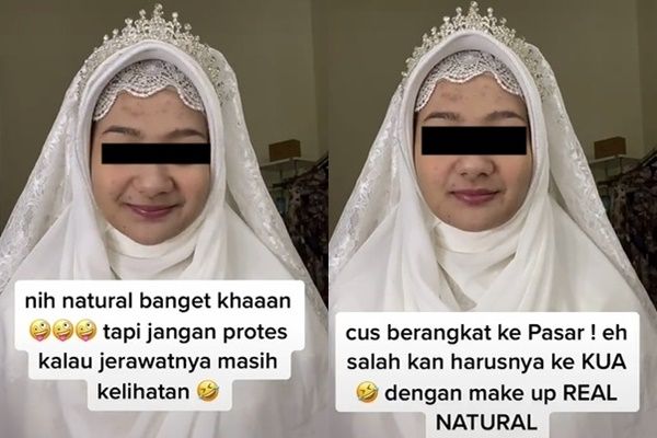 Pengantin Emosi Hasil Riasan Dinyinyiri. (TikTok/@khadijahazzahra_makeup)