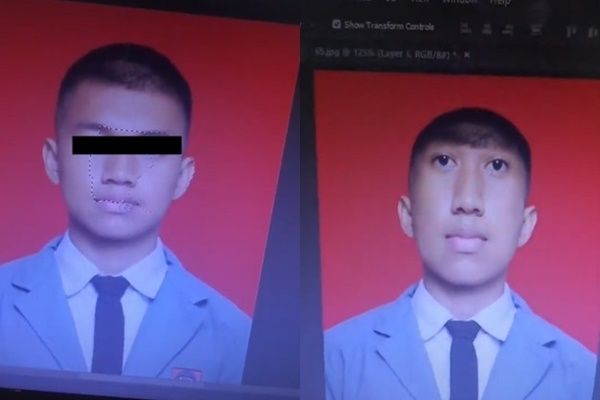 Viral Cowok Minta Fotonya Diedit Agar Jidat Tak Lebar. (TikTok/@victorahmadd)