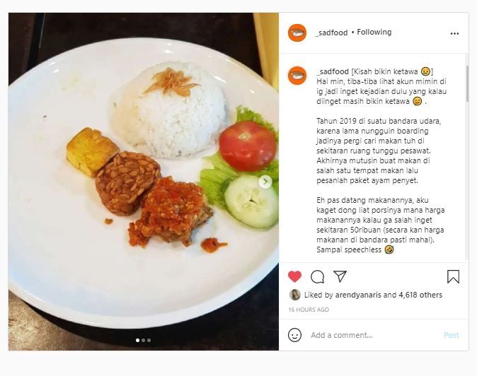 Ayam penyet di bandara (Instagram @ _sadfood)