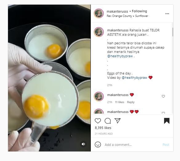 Telur mata sapi ala restoran mewah (Instagram @makanterusss)