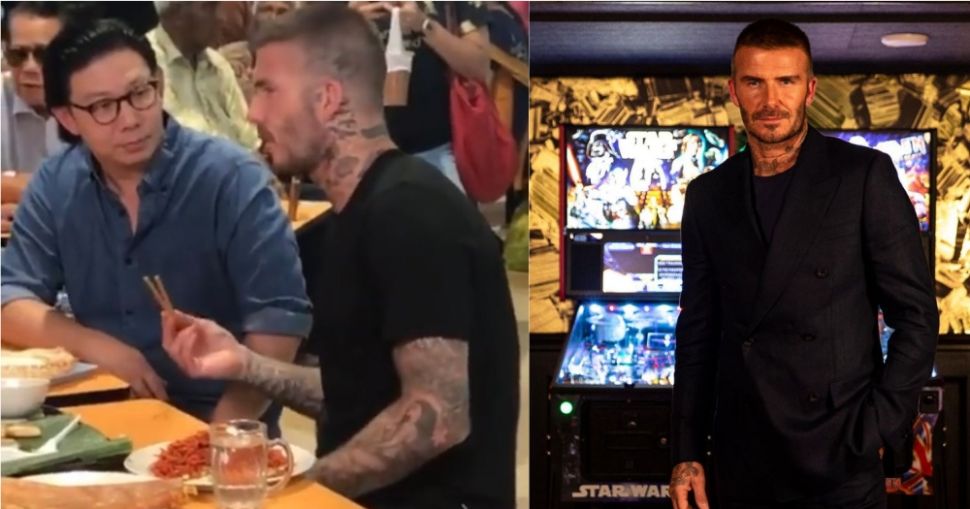 David Beckham di Pusat Jajanan Kuliner Singapura. (Foto: STB/Mmothersip)