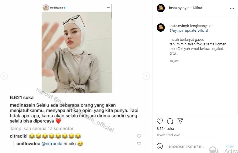 Medina Zein Singgung Kepercayaan Komentar Citra Kirana Bikin Salfok