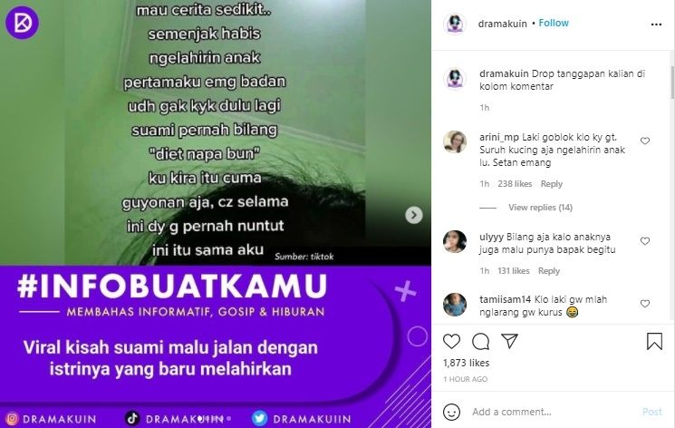 Wanita Curhat Dada Sesak Karena Perlakuan Suami. (Instagram/@dramakuin)