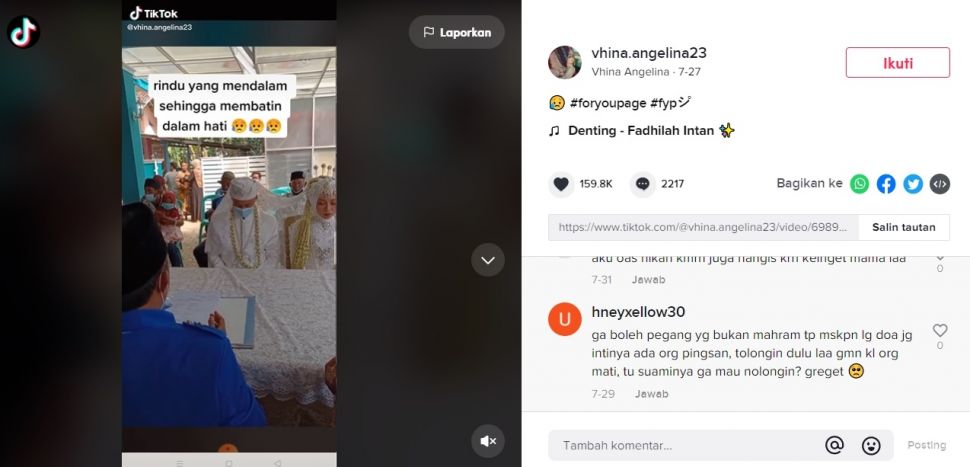 Viral Pengantin Wanita Pingsan di Meja Akad. (TikTok/@vhina.angelina23)