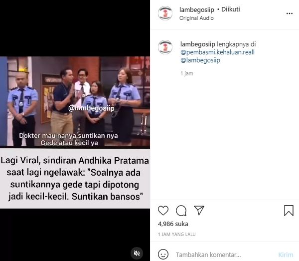 Cuplikan acara komedi Lapor Pak! (instagram.com)