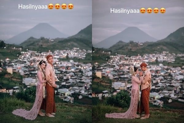 Calon Pengantin Naik Gunung Pakai Baju Adat, Hasilnya Bikin Syok. (TikTok/@caplin_shoot)