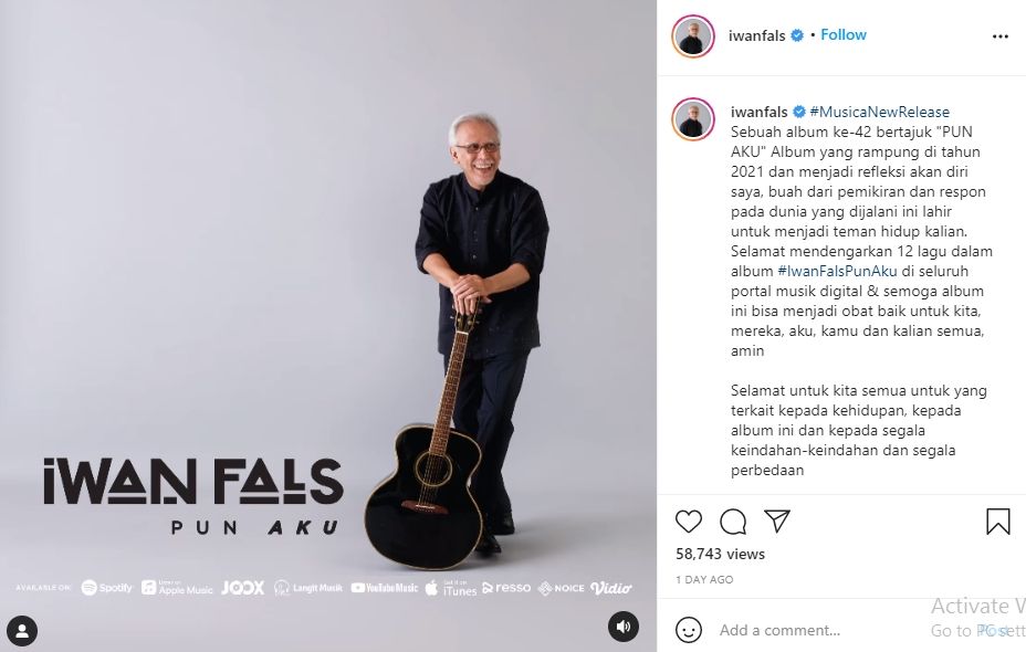 Album terbaru Iwan Fals bertajuk Pun Aku [Instagram/@iwanfals]