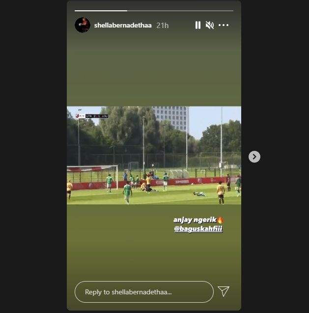 Shella Bernadetha bangga dengan performa apik kekasihnya, Bagus Kahfi yang cetak dua gol di Jong Utrecht. (Instagram/shellabernadethaa)