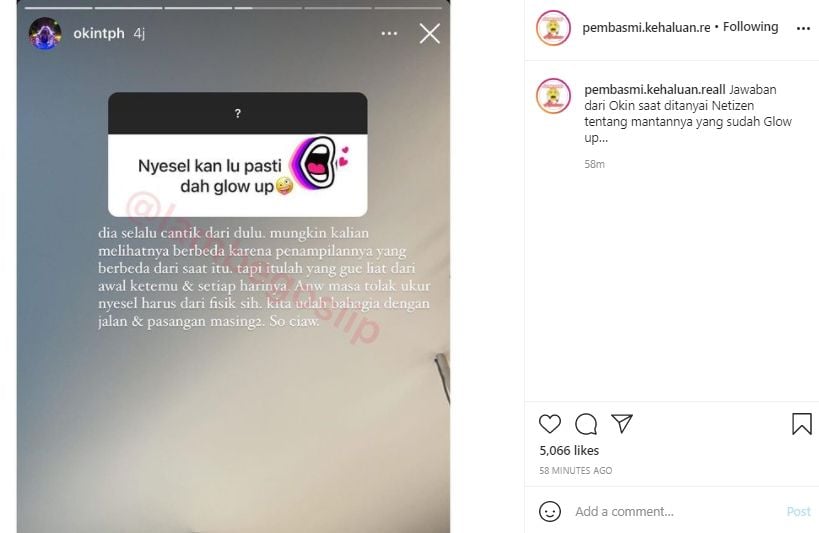 Reaksi Okin saat dituduh menyesal cerai dengan Rachel Vennya (instagram.com)