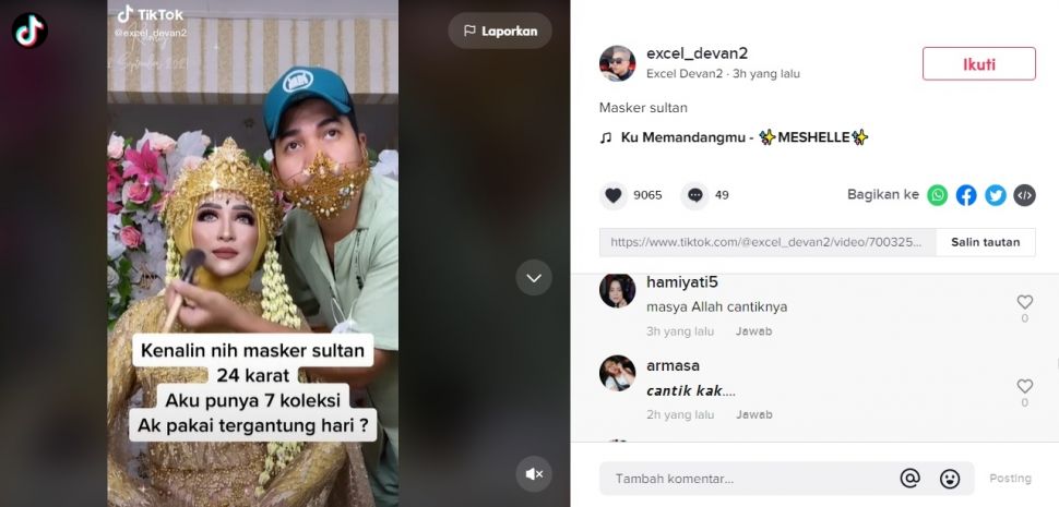 Viral MUA Pamer Pakai Masker Sultan 24 Karat Saat Rias Pengantin. (Turnbackhoax.id)