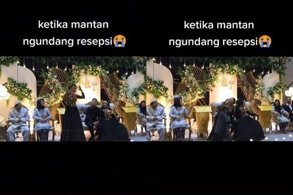 Viral Cewek Lip Sync 'Ku Menangis' Sambil Jatuhkan Diri ke Pangkuan Mantan yang Menikah. (TikTok/@julaingerawak)