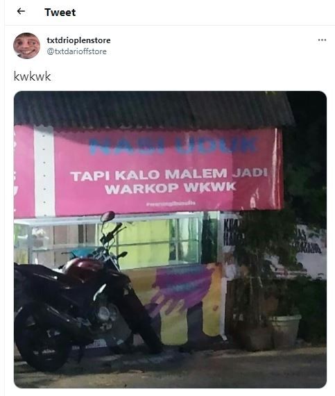 Nasi uduk berubah jadi warkop (Twitter @txtdarioffstore)