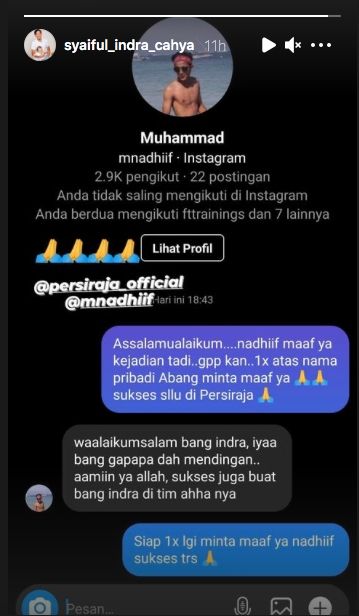 Unggahan pemain AHHA PS Pati Syaiful Indra Cahya. [Instagram]