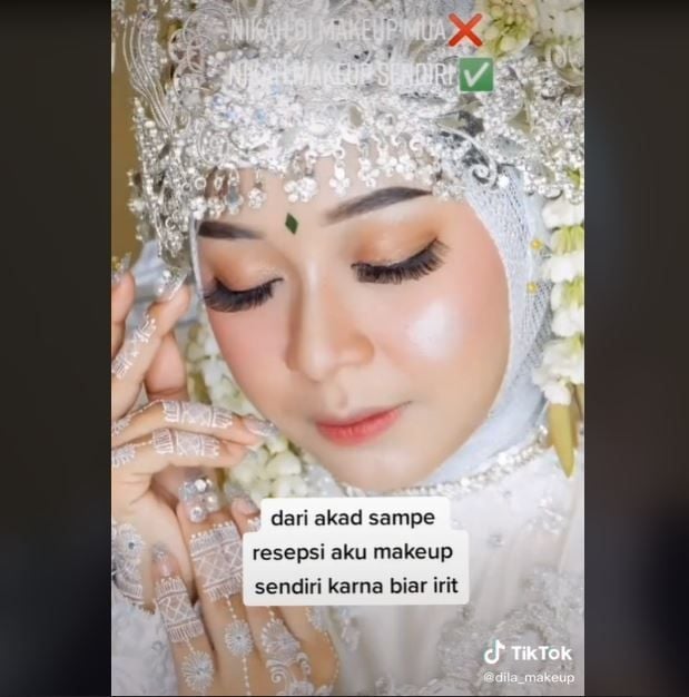  Viral Pengantin Wanita Dandan Sendiri di Hari Pernikahan (tiktok.com/dila_makeup)