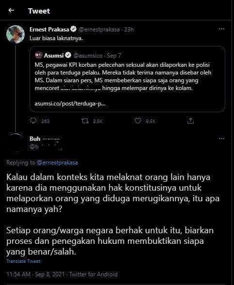 Unggahan Ernest Prakasa (Twitter)