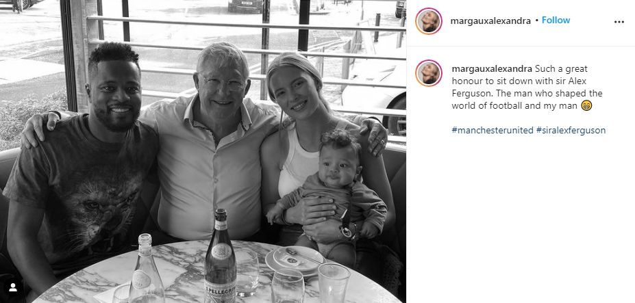 Kekasih Patrice Evra, Margaux Alexandra yang heboh bisa makan bareng Sir Alex Ferguson. (Instagram/margauxalexandra)