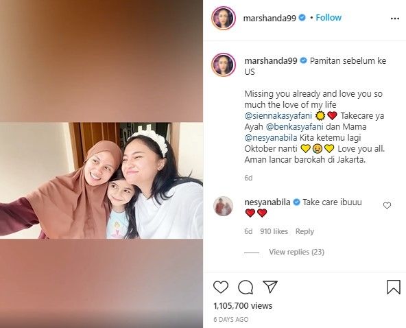 Momen kebersamaan Marshanda dan Nesyana istri Ben Kasyafani (Instagram/marshanda99)