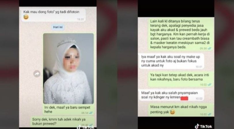 MUA ditipu pengantin (TikTok).