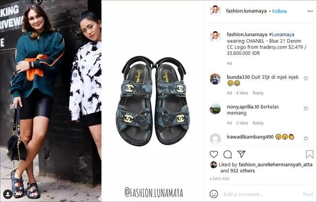 Luna Maya sukses bikin syok pakai sandal setara biaya umrah. (Instagram/@fashion.lunamaya)