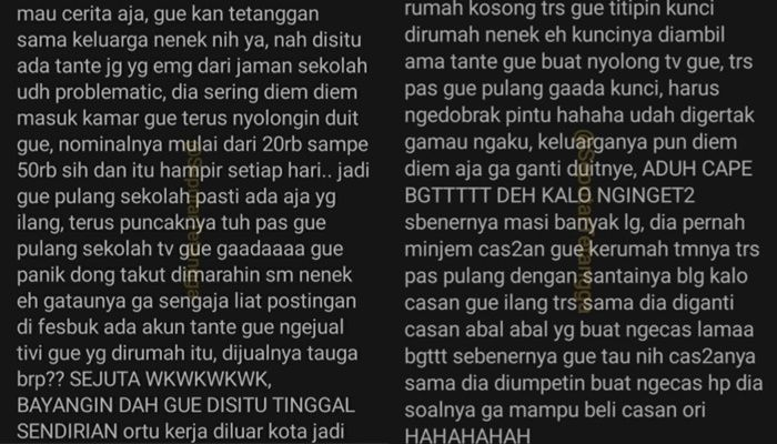 Viral Keponakan Curhat Kelakuan Menjengkelkan Tante. (Twitter/@SeputarTetangga)