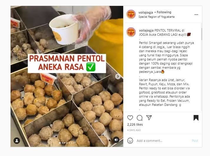 Bakso pentol prasmanan (Instagram @voilajogja)