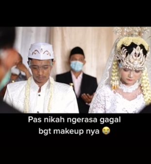 Pengantin wanita kecewa lihat hasil make up. (Tiktok)