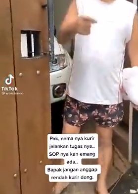 Viral pria nyolot tak mau ikuti aturan COD. (Tiktok)