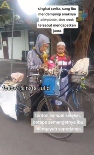 Kisah ibu kayuh sepeda demi antar anak olimpiade. (Instagram/@insta_julid)