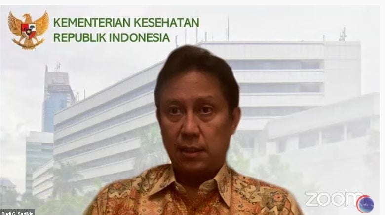 Menkes Budi Gunadi Sadikin konferensi pers yang disiarkan melalui akun YouTube Kemenko Marves, Senin (13/9/2021). [Tangkapan layar]