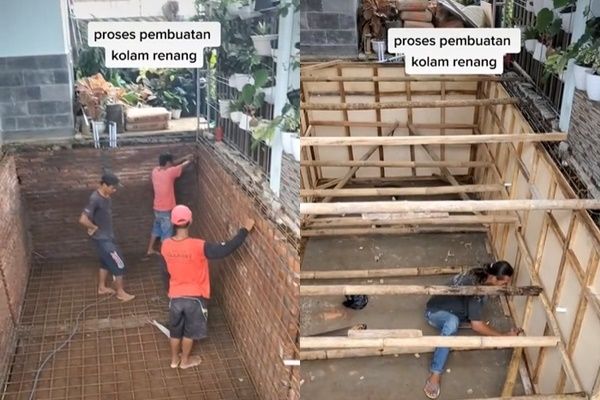 Viral Cewek Pamer Bikin Kolam Renang. (TikTok)