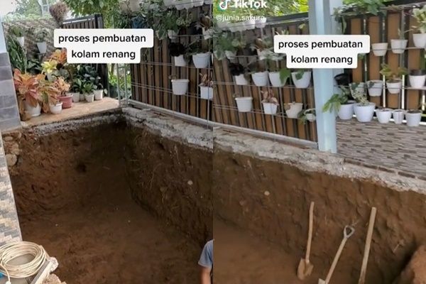 Viral Cewek Pamer Bikin Kolam Renang. (TikTok)